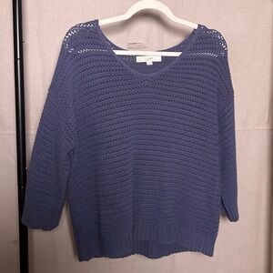 LOFT Women's V-Neck Sweater in Blue